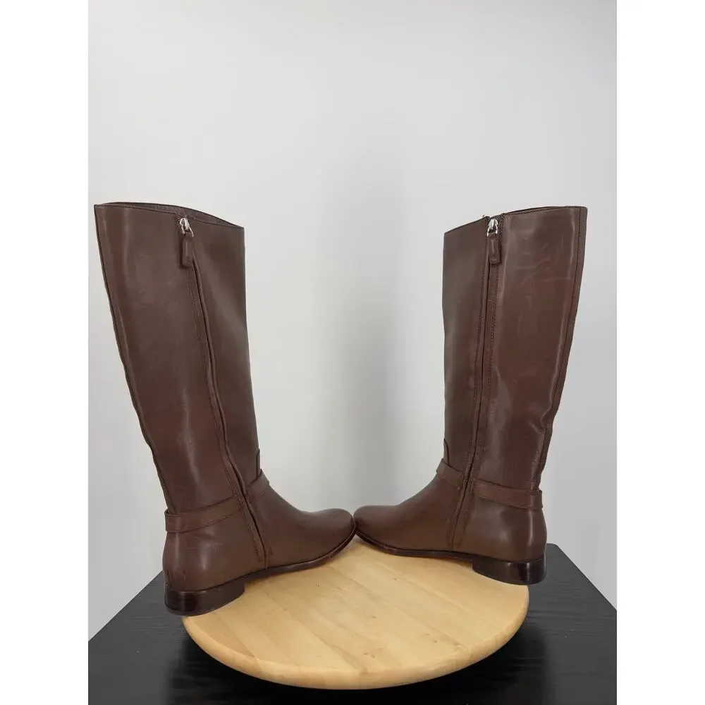 Ralph Lauren Womens Brooke Tall Riding Boots Size 7.5 Brown Leather Classic